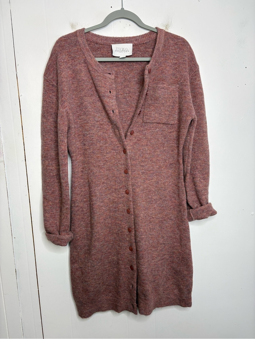 Mare Mare Sweater Womens Large Button Up Cardigan Longline Duster Marled Knit
